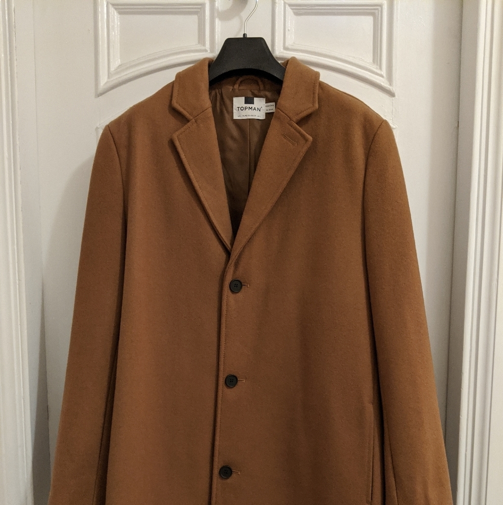 Topman Camel Wool Rich Overcoat
